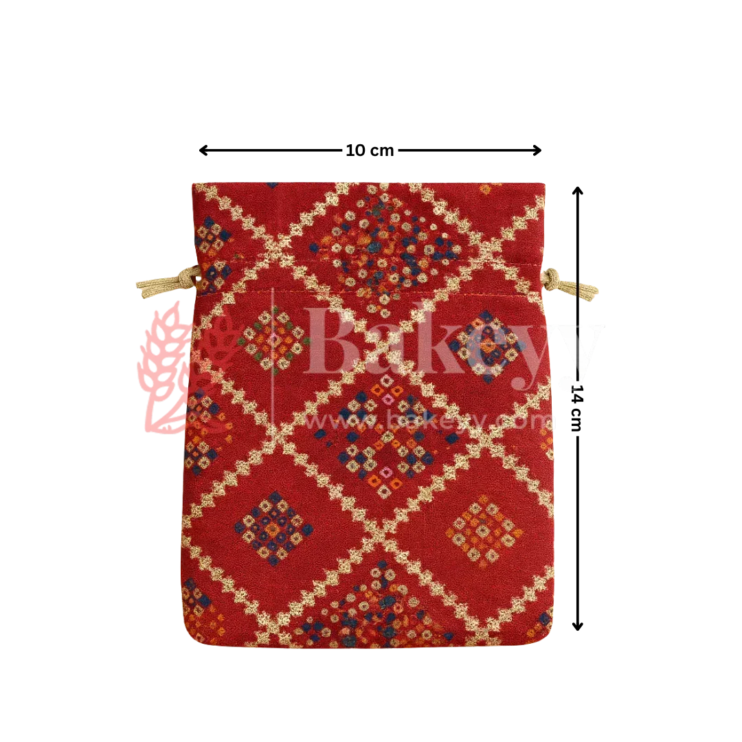 Bandhini Print Potli Bags | Perfect for Festive Gifting | Pack of 10 - Bakeyy.com - India - Bandhini Print Potli Bags | Perfect for Festive Gifting | Pack of 10 - Yellow / 10x14 cm 150.00