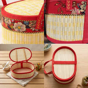 BeigeWoodenOvalBasketwithMetallicWeave_2 - Bakeyy.com