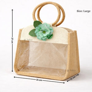 Beige_Cream_Jute_Gift_Bag_with_Floral_Accent_Transparent_Window_10 - Bakeyy.com