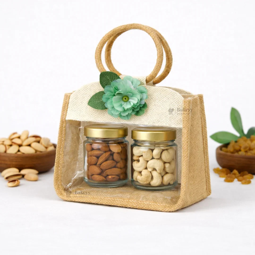 Beige_Cream_Jute_Gift_Bag_with_Floral_Accent_Transparent_Window_11 - Bakeyy.com
