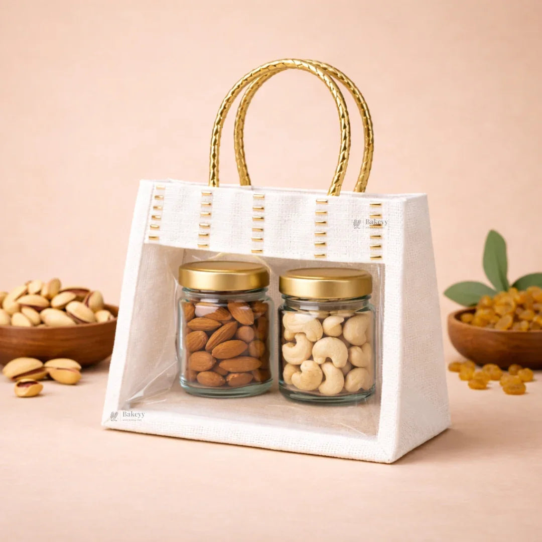 Beige_Cream_Jute_Gift_Bag_with_Floral_Accent_Transparent_Window_16 - Bakeyy.com