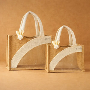Beige_Cream_Jute_Gift_Bag_with_Window_Handle - Bakeyy.com