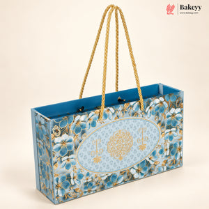 Blue Floral MDF Hamper Box with 3 Glass Jars | Pack of 1