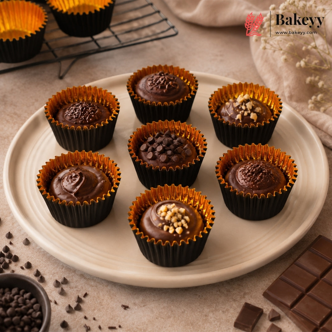 Brown & Gold Foil Cupcake Liners | Premium Baking Cups for Muffins & Cupcakes | Pack of 500