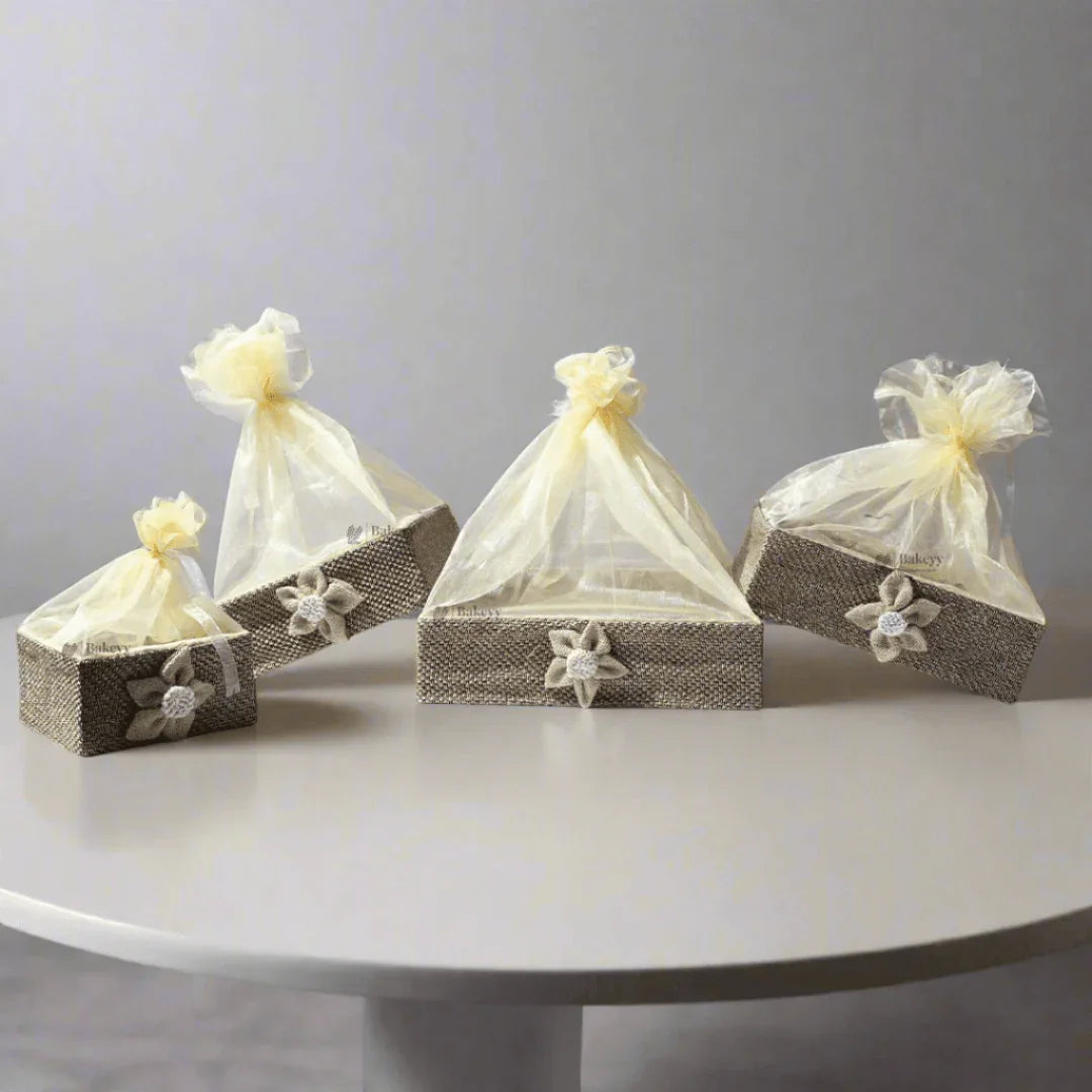 Brown Net Hamper Basket | Perfect for Gifting - Bakeyy.com - India - Brown Net Hamper Basket | Perfect for Gifting - Extra Small - 6 Inch