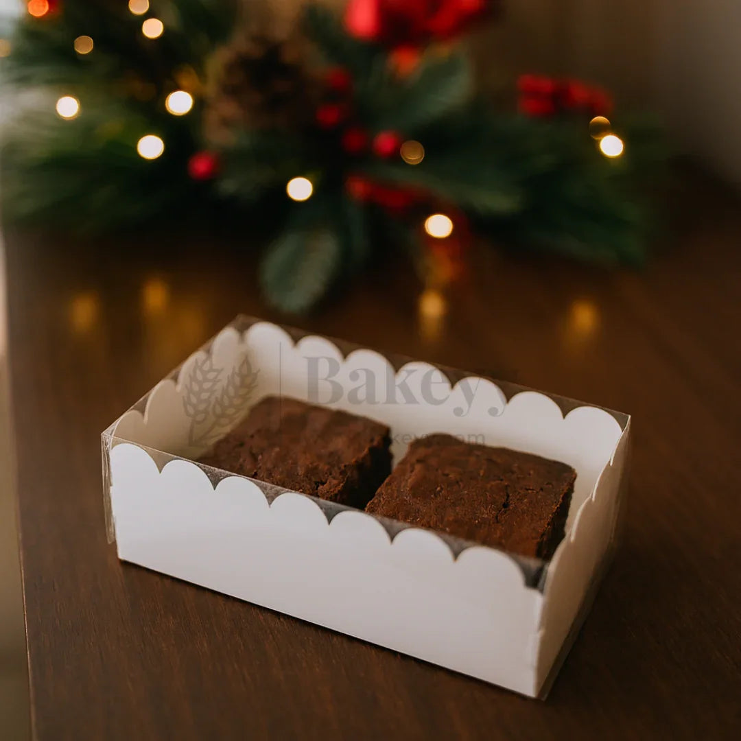 White Colour 2 Brownie Box With Transparent Lid | Pack of 50 - Bakeyy.com - India - White Colour 2 Brownie Box With Transparent Lid | Pack of 50 - Default Title