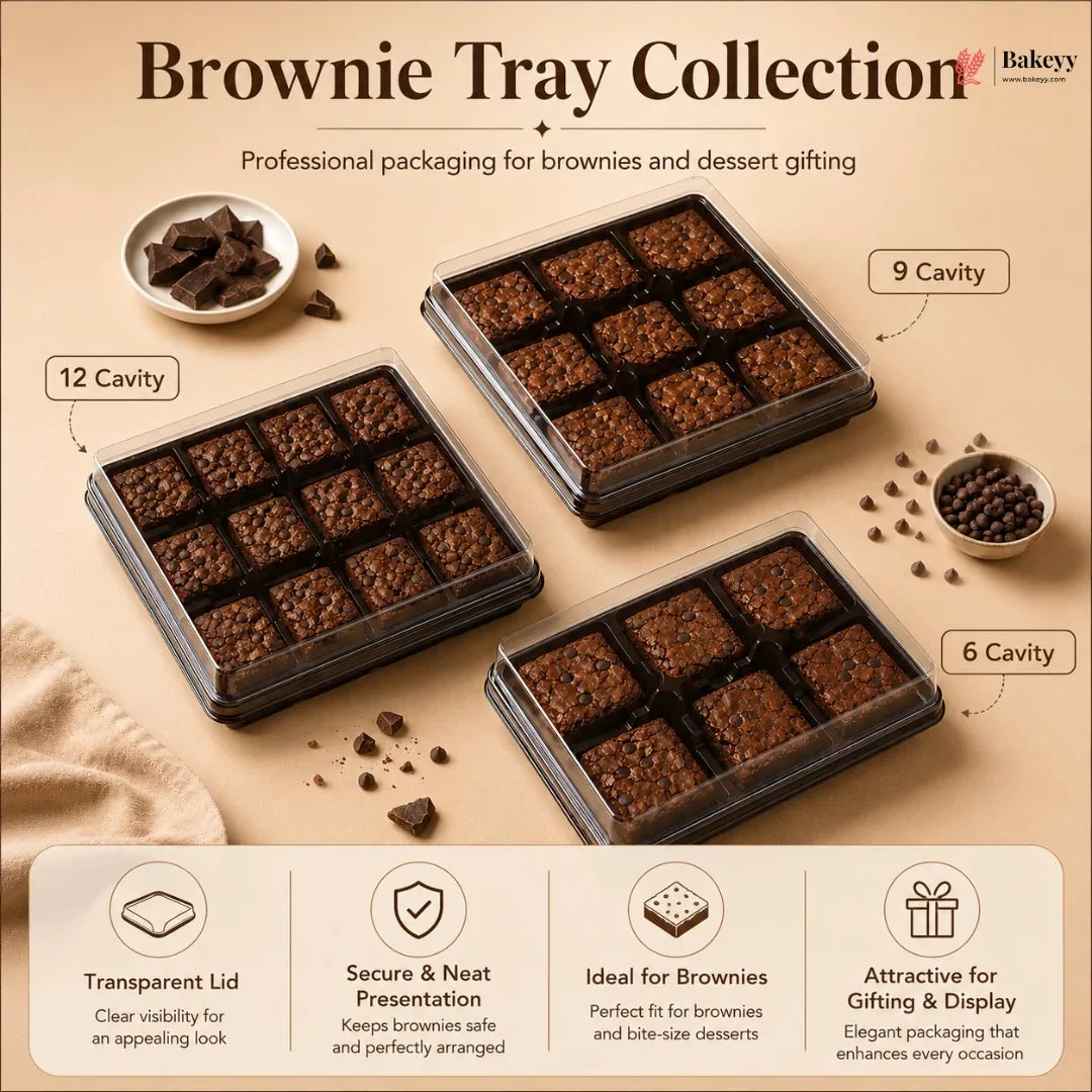 Brownie Box with Transparent Lid | PET Brownie Container | Multiple Capacities Available | Pack of 50