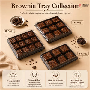 Brownie Box with Transparent Lid | PET Brownie Container | Multiple Capacities Available | Pack of 50