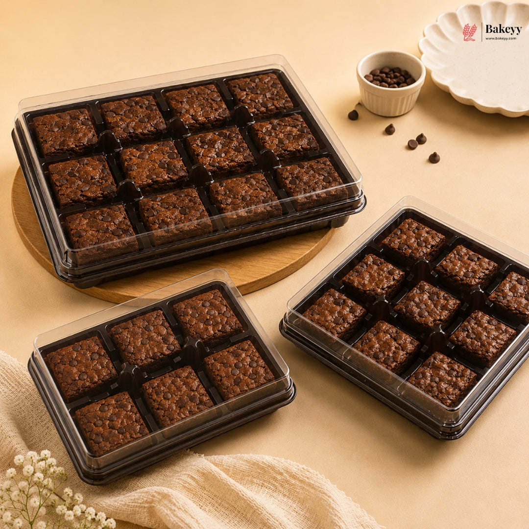 Brownie Box with Transparent Lid | PET Brownie Container | Multiple Capacities Available | Pack of 50