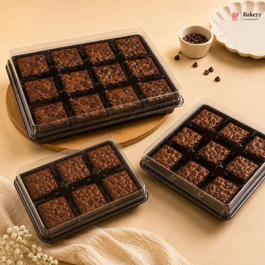 Brownie Box with Transparent Lid | PET Brownie Container | Multiple Capacities Available | Pack of 50