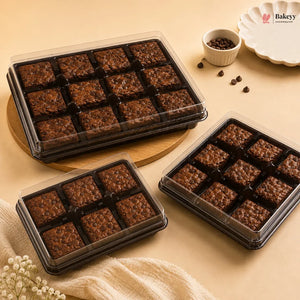 Brownie Box with Transparent Lid | PET Brownie Container | Multiple Capacities Available | Pack of 50