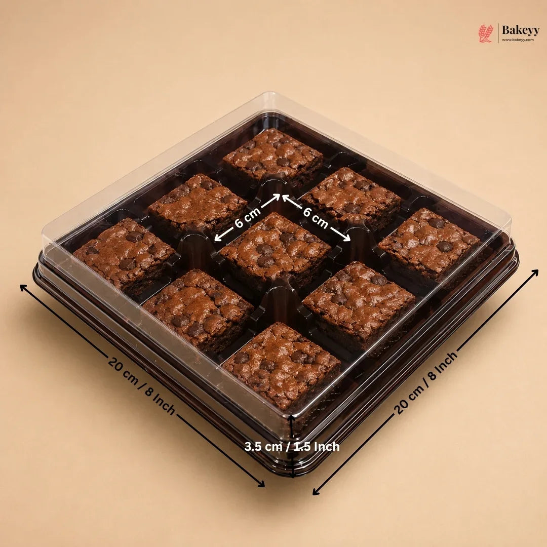 Brownie Box with Transparent Lid | PET Brownie Container | Multiple Capacities Available | Pack of 50