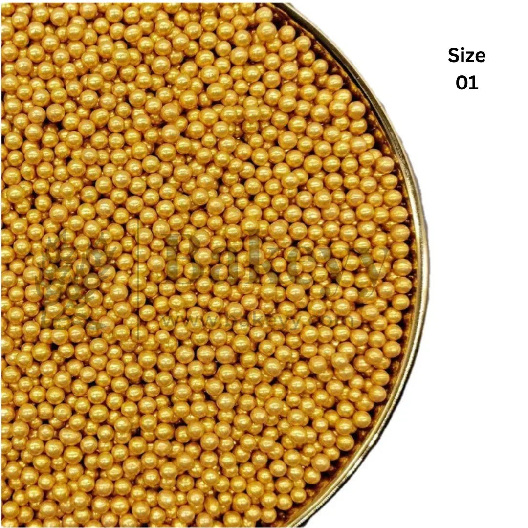 Round Ball Sprinkles - 200 Gram - Bakeyy.com - India - Round Ball Sprinkles - 200 Gram - 01 / Gold