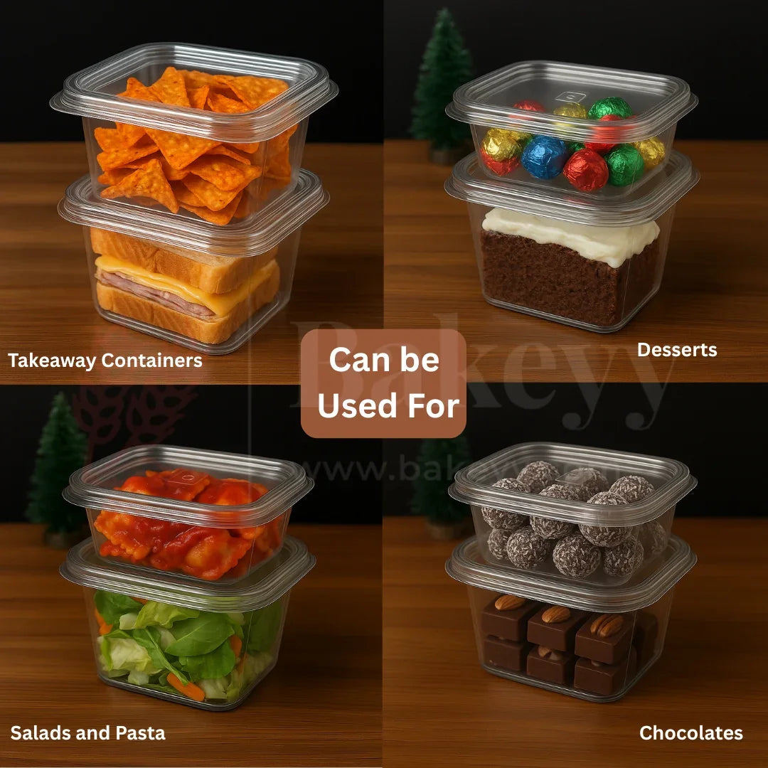 Square PET Container | Pack of 25 - Bakeyy.com - India - Square PET Container | Pack of 25 - 400 ml