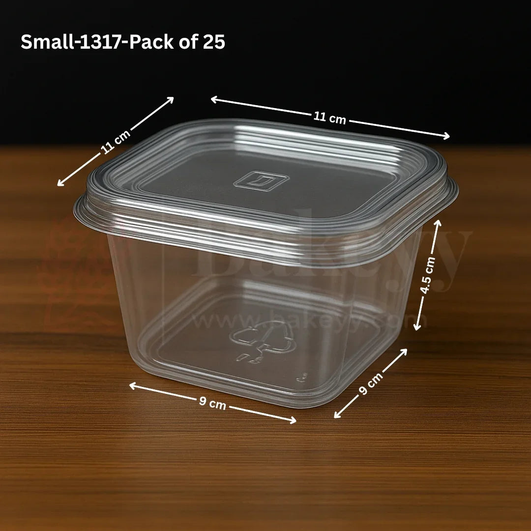 Square PET Container | Pack of 25 - Bakeyy.com - India - Square PET Container | Pack of 25 - 400 ml