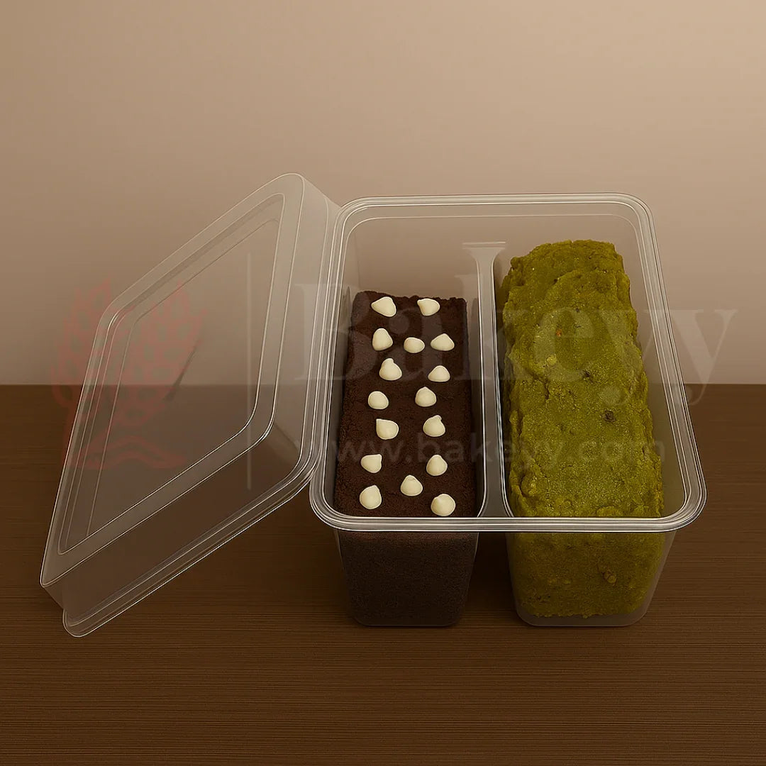 Two Compartment PET Box with Lid | Perfect for Churros & Chocolate sauce | Pack of 50 - Bakeyy.com - India - Two Compartment PET Box with Lid | Perfect for Churros & Chocolate sauce | Pack of 50 - Default Title
