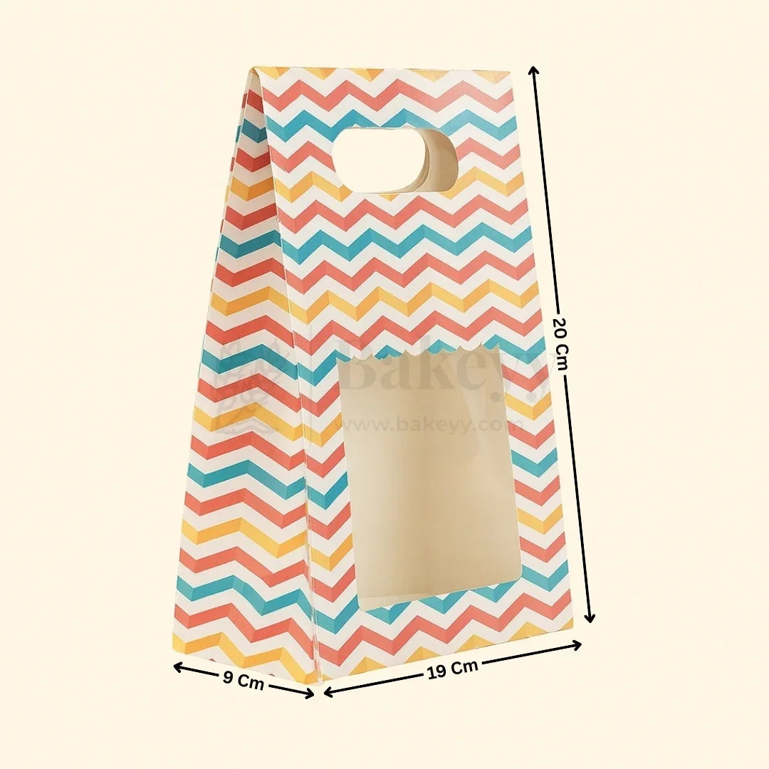 Rainbow Striped D-Cut Paper Bags| Pack of 10