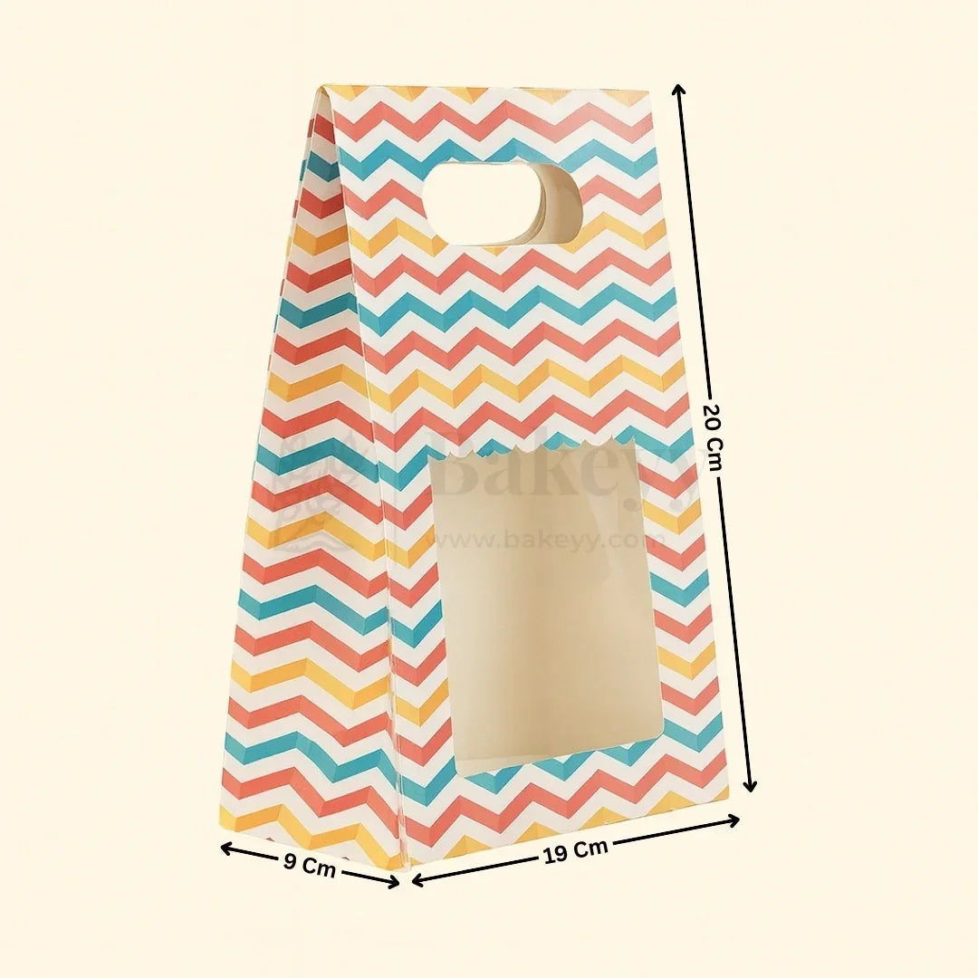 Rainbow Striped D-Cut Paper Bags| Pack of 10 - Bakeyy.com - India - Rainbow Striped D-Cut Paper Bags| Pack of 10 - Big