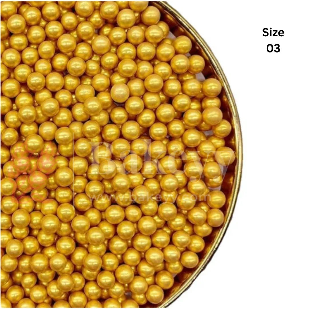 Round Ball Sprinkles - 200 Gram - Bakeyy.com - India - Round Ball Sprinkles - 200 Gram - 03 / Gold