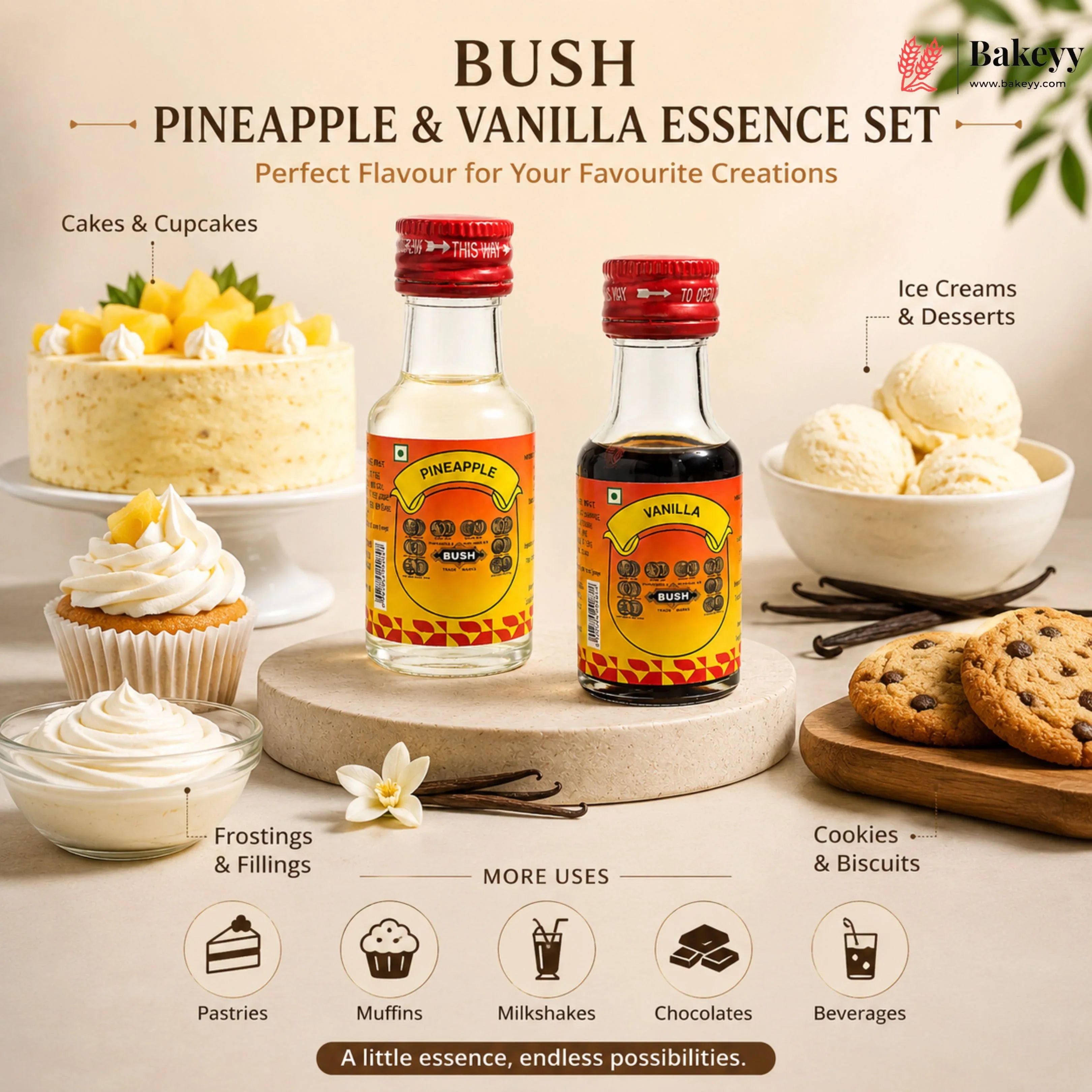 Bush_Baking_Essence_Set_Pineapple_Vanilla_Flavouring_28ml_3 - Bakeyy.com IN