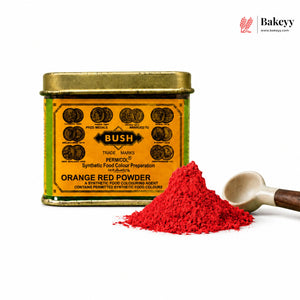 Bush Orange Red Powder with a scoop of powder on a white background
