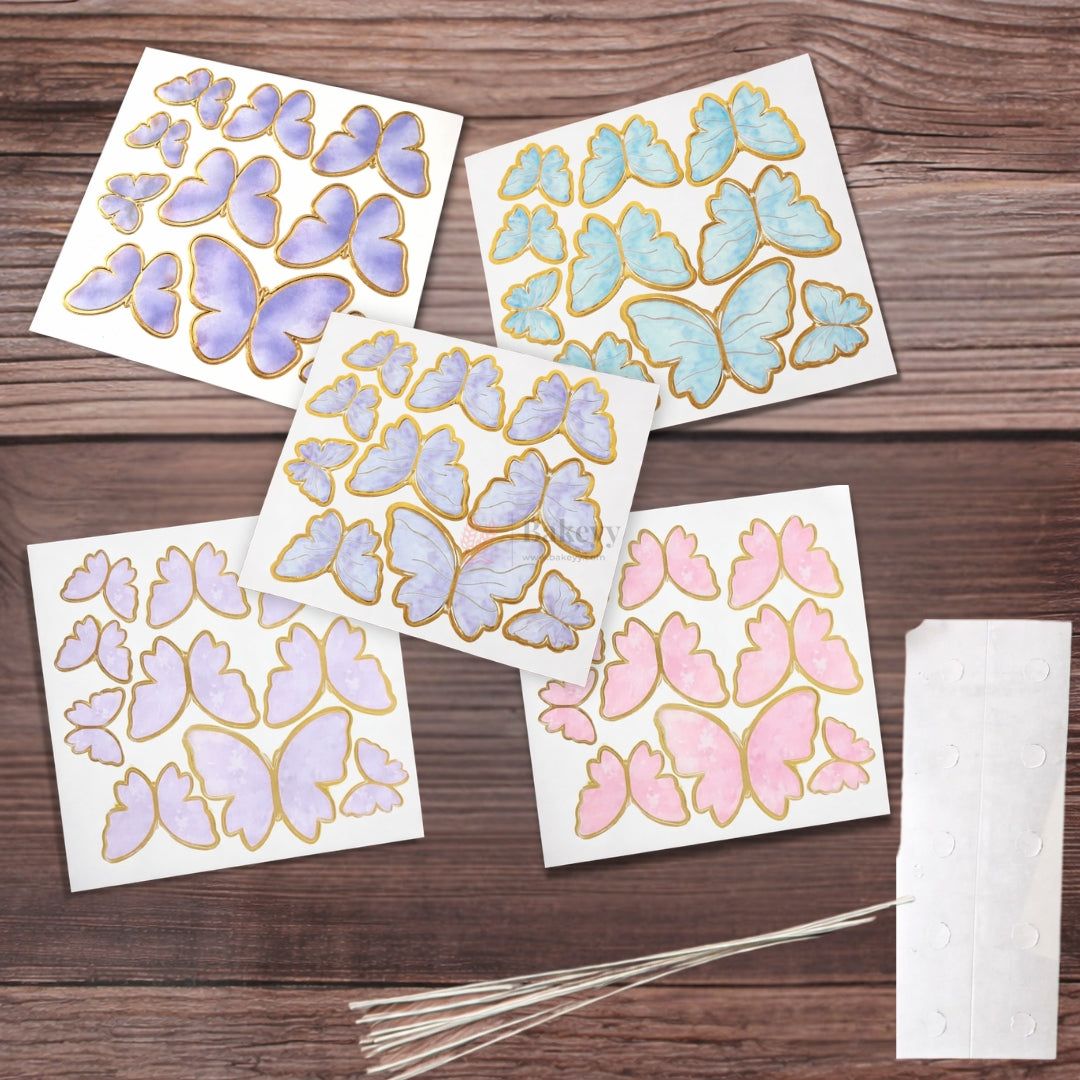 Butterfly Design Cake Topper Set Gold Outline Decorative Toppers | Pack of 1