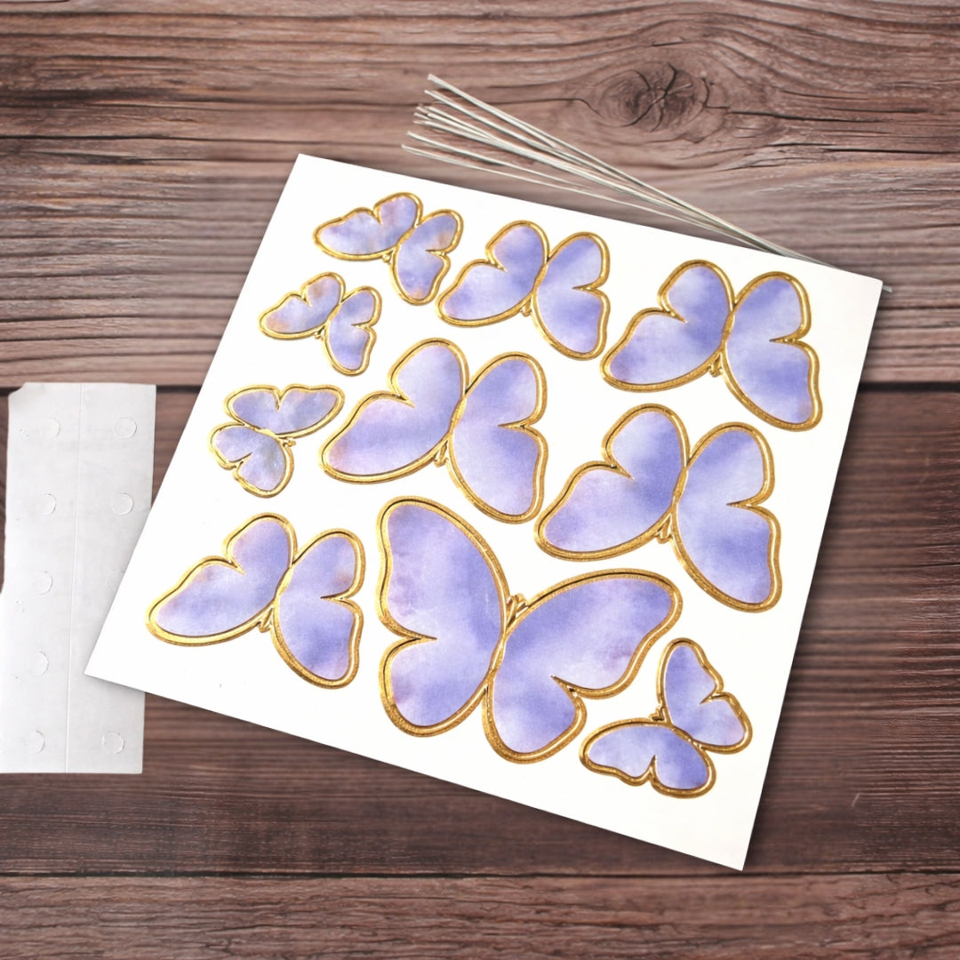 Butterfly Design Cake Topper Set Gold Outline Decorative Toppers | Pack of 1