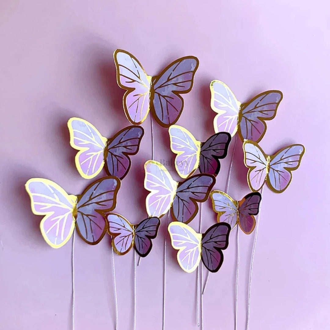 Butterfly Design Cake Topper Set Gold Outline Decorative Toppers | Pack of 1