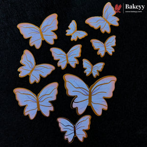 Multi Color Wing Butterfly Cake Toppers with Golden Edge | 10 Butterfly Per Pack | Pack of 1
