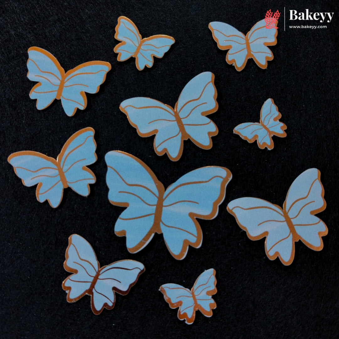 Multi Color Wing Butterfly Cake Toppers with Golden Edge | 10 Butterfly Per Pack | Pack of 1