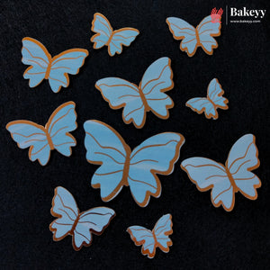 Multi Color Wing Butterfly Cake Toppers with Golden Edge | 10 Butterfly Per Pack | Pack of 1