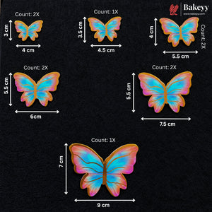 Multi Color Wing Butterfly Cake Toppers with Golden Edge | 10 Butterfly Per Pack | Pack of 1