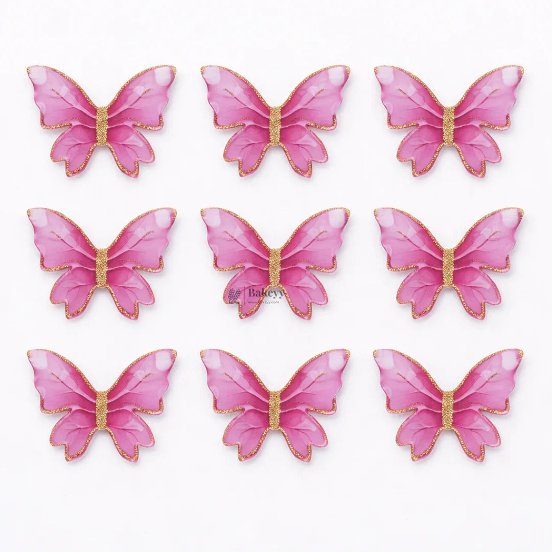 Pastel Butterfly Cake Topper with Gold Glitter Edge Detailing | Elegant Decoration for Cakes, Cupcakes & Desserts | Pack of 10