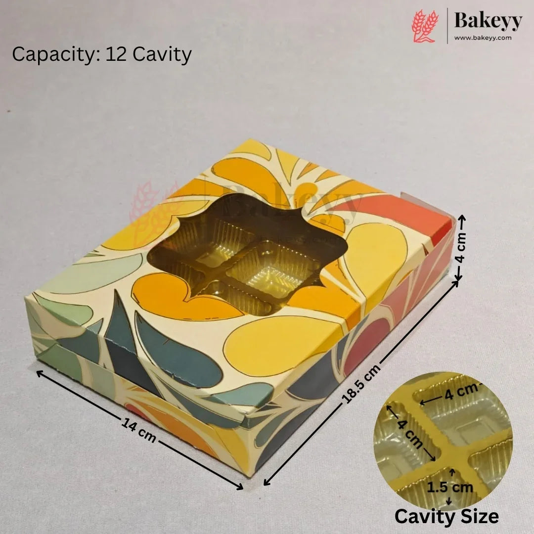 Printed Chocolate Cavity Box with Transparent Window | Pack of 25