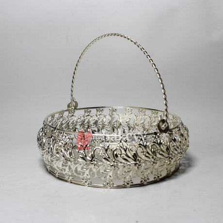 7 Inch Elegant Silver-Plated Decorative Basket with Handle | Premium Serving & Gifting Accessory | Gift Baskets For Dry Fruits ,Gift Hampers, Return Gift for wedding, Anniversary, Birthday, house warming - Bakeyy.com - India - 7 Inch Elegant Silver-Plated Decorative Basket with Handle | Premium Serving & Gifting Accessory | Gift Baskets For Dry Fruits ,Gift Hampers, Return Gift for wedding, Anniversary, Birthday, house warming - Default Title