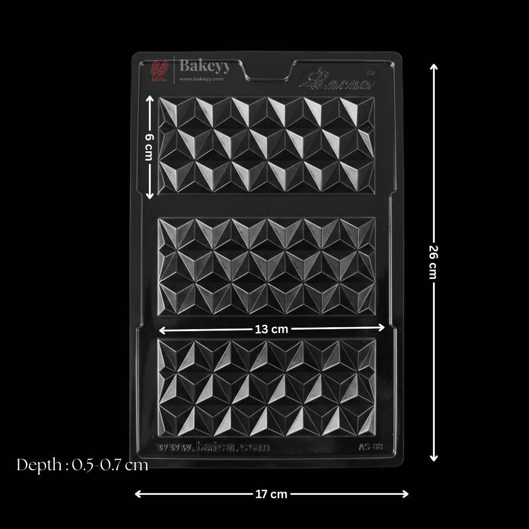 Mould 499 | Faceted Pyramid Geometric Chocolate Bar Mould | Baking Accessories | Plastic Chocolate Mould | Party Favor Mould | Pack of 1
