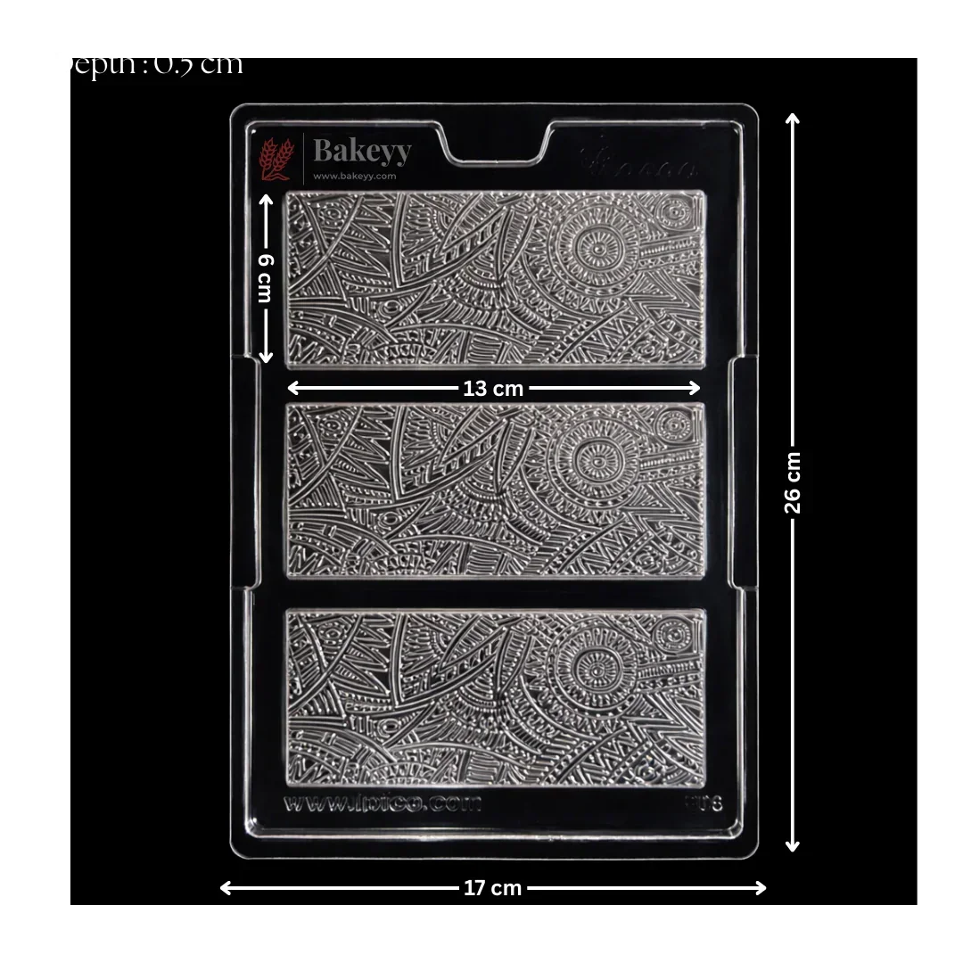 Mould 506 | Abstract Tribal Pattern Slab Design Chocolate Mould | Food-Grade Plastic Chocolate Mould | Pack of 1 - Bakeyy.com - India - Mould 506 | Abstract Tribal Pattern Slab Design Chocolate Mould | Food-Grade Plastic Chocolate Mould | Pack of 1 - Default Title 70.00