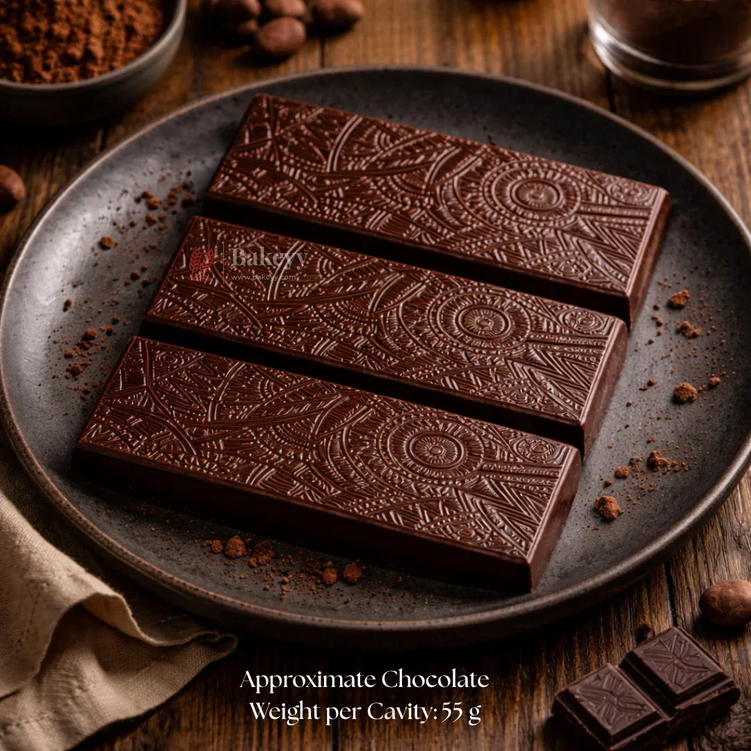 Mould 506 | Abstract Tribal Pattern Slab Design Chocolate Mould | Food-Grade Plastic Chocolate Mould | Pack of 1 - Bakeyy.com - India - Mould 506 | Abstract Tribal Pattern Slab Design Chocolate Mould | Food-Grade Plastic Chocolate Mould | Pack of 1 - Default Title 70.00