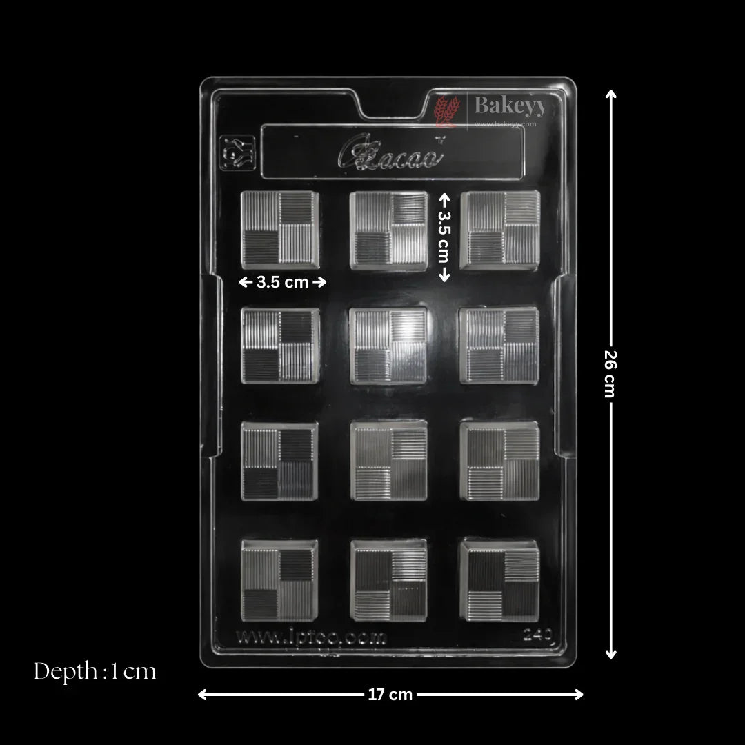 Mould 240 | Square Grid Texture Chocolate Mould | 12 Cavity | Pack of 1