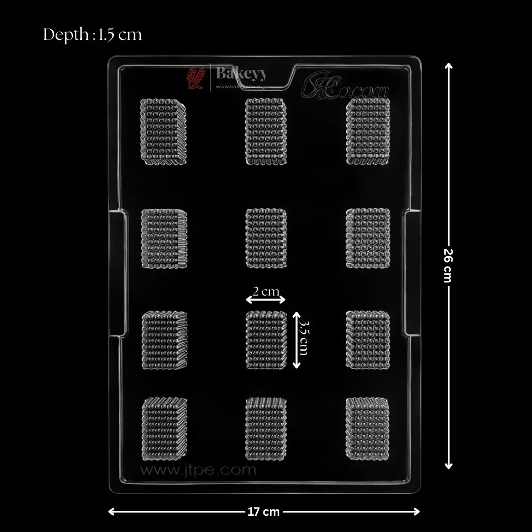 Mould 038 | Mini Brick Texture Chocolate Mould | 12 Cavity | Pack of 1