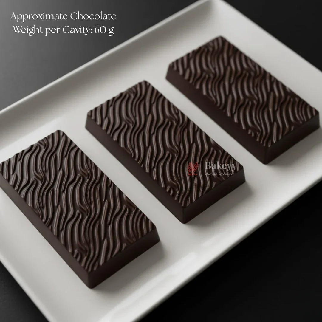 Mould 622 | Wavy Texture Chocolate Bar Mould | Baking Accessories | 3 Cavity | Pack of 1