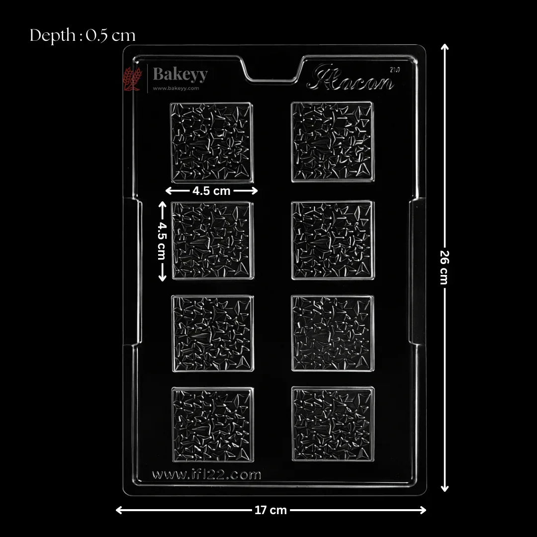 Mould 479 | Geometric Crystal Pattern Square Chocolate Mould | 8 Cavity | Pack of 1 - Bakeyy.com - India - Mould 479 | Geometric Crystal Pattern Square Chocolate Mould | 8 Cavity | Pack of 1 - Default Title 70.00