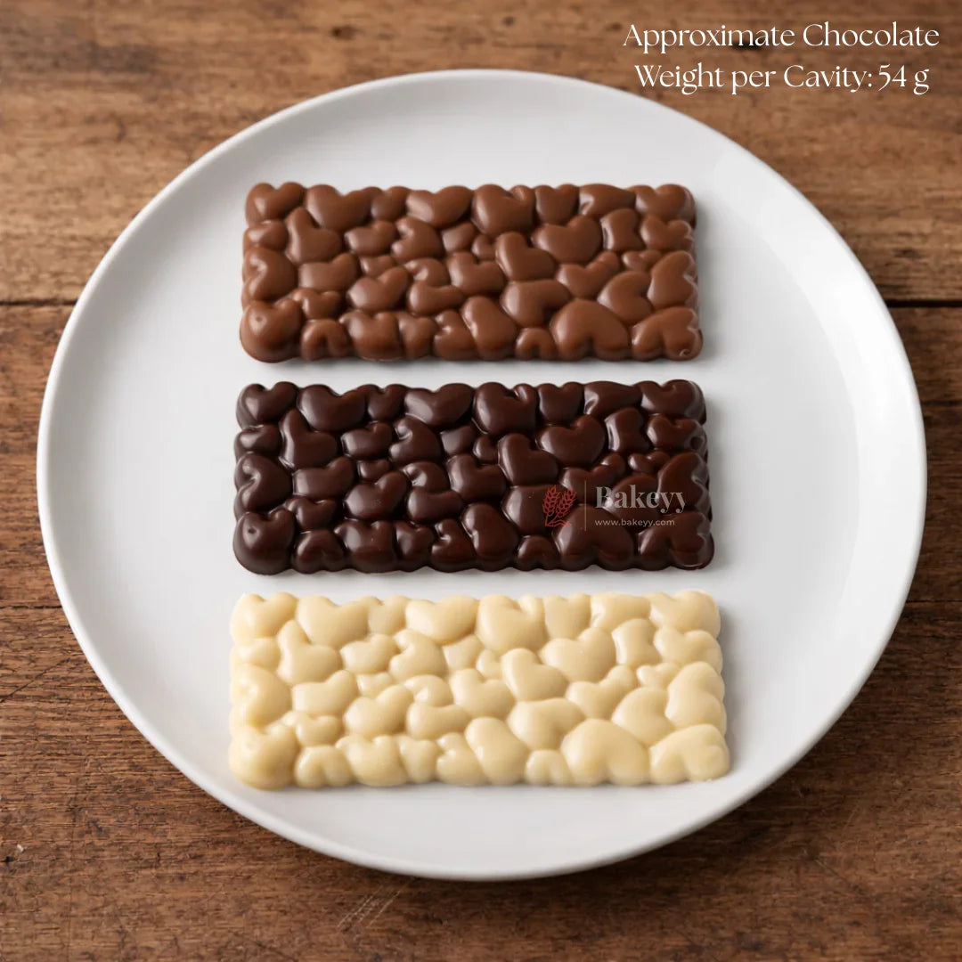 Mould 619 | Heart Pebble Chocolate Bar Mould | 3 Cavity | Pack of 1