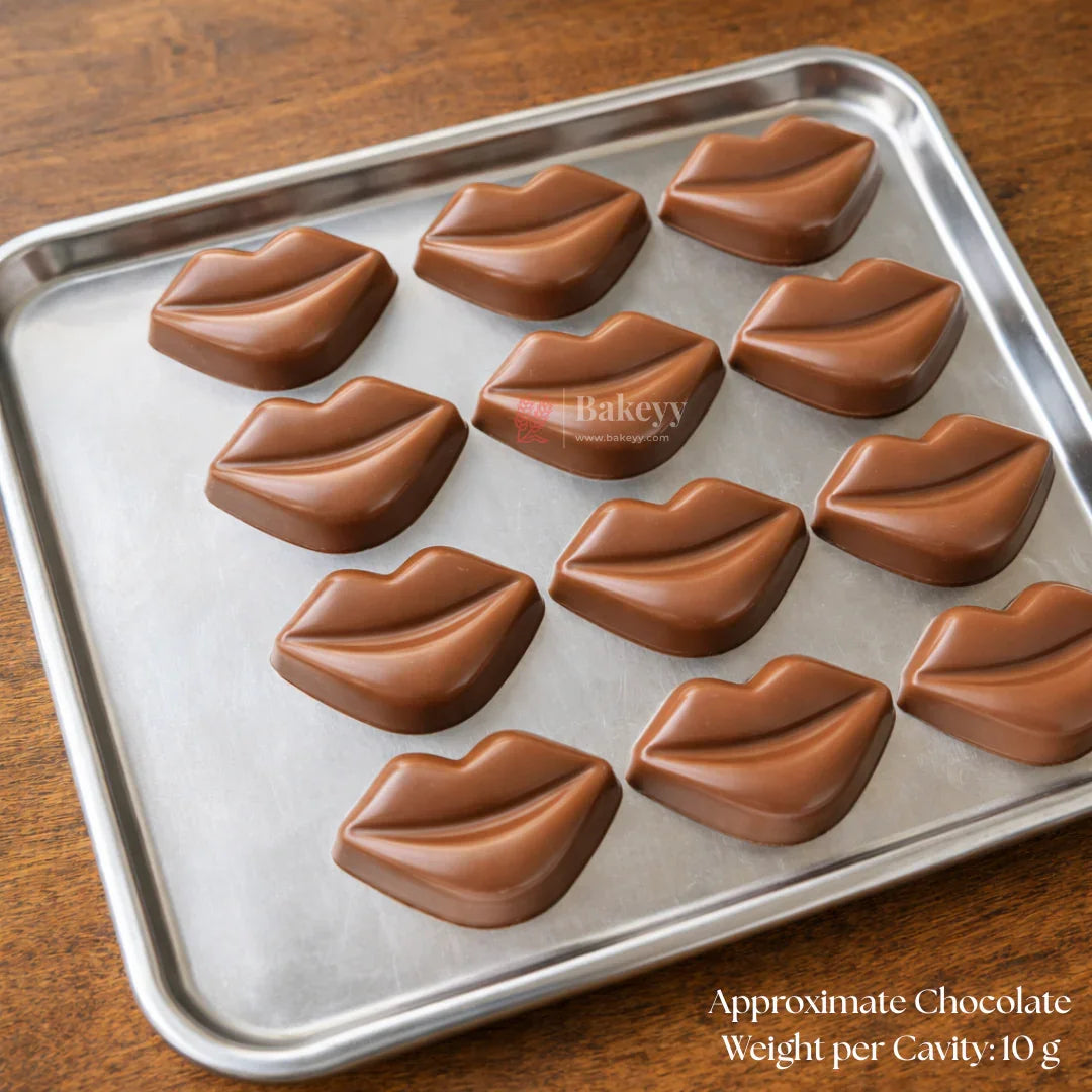 Mould 242 | Designer Lip Shape Chocolate Mould | 12 Cavity | Pack of 1
