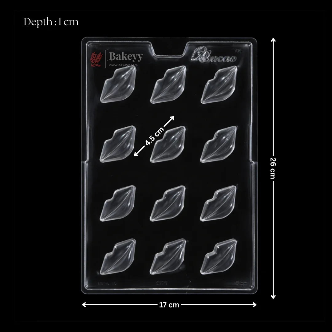 Mould 242 | Designer Lip Shape Chocolate Mould | 12 Cavity | Pack of 1