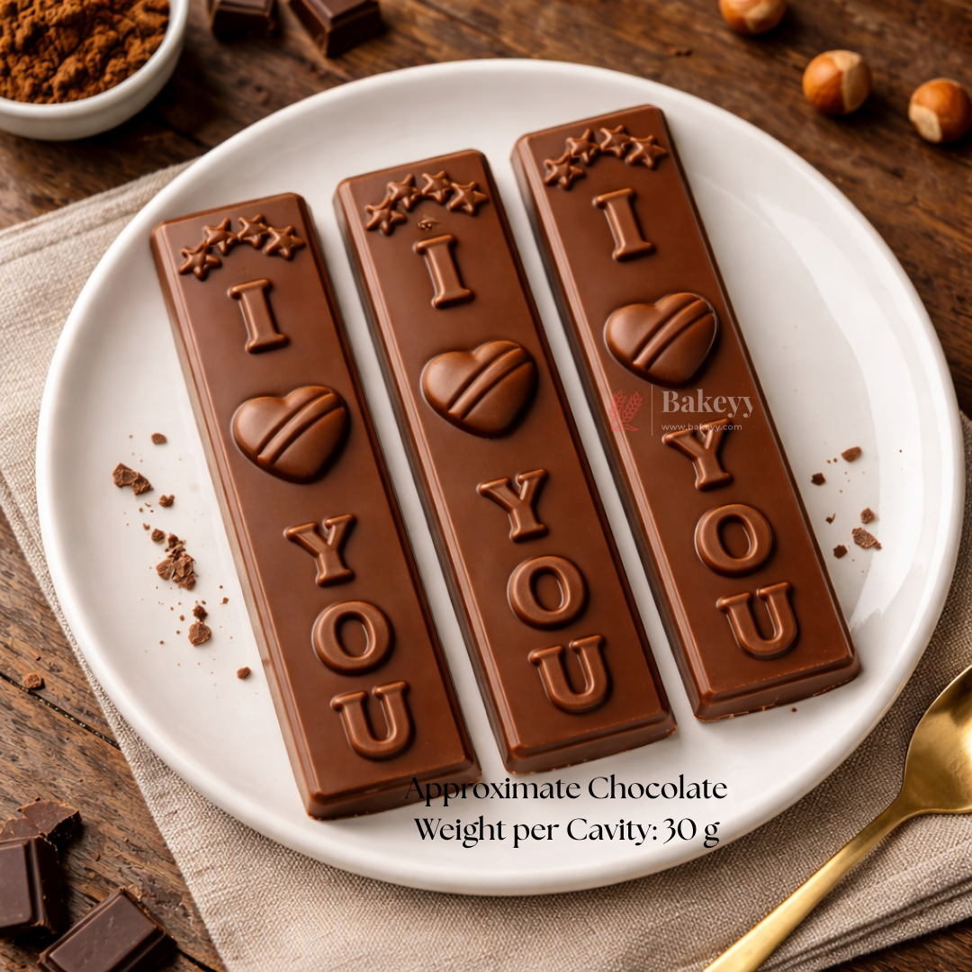 Mould 269 | “I Love You” Chocolate Bar Mould | Party Favor Mould | Pack of 1