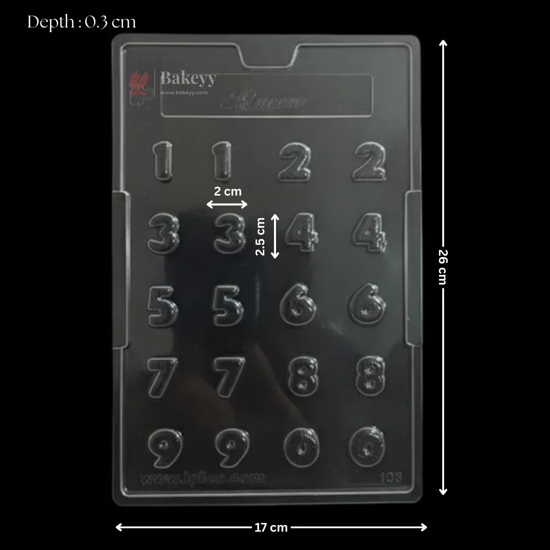 Mould 103 | Mini Number Chocolate Mould | 0–9 Digits | 20 Cavity | Pack of 1 - Bakeyy.com - India - Mould 103 | Mini Number Chocolate Mould | 0–9 Digits | 20 Cavity | Pack of 1 - Default Title 70.00