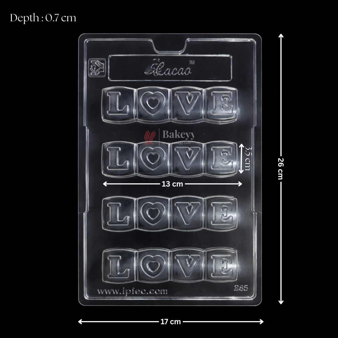 Mould 288 | LOVE Block Chocolate Mould | Party Favor Mould | Pack of 1