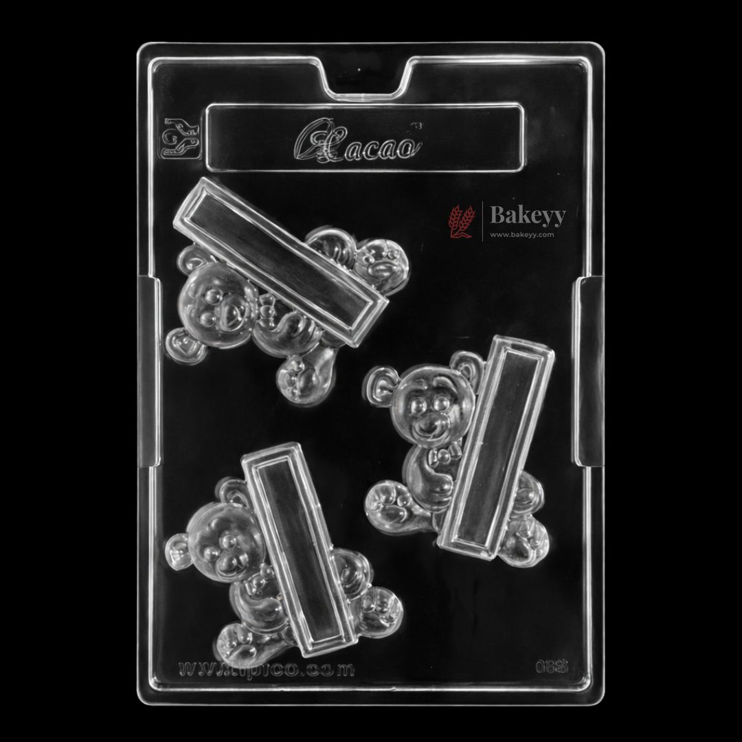 Mould 065 | Teddy Bear Chocolate Mould with Bar | Food-Grade Plastic Chocolate Mould | Pack of 1
