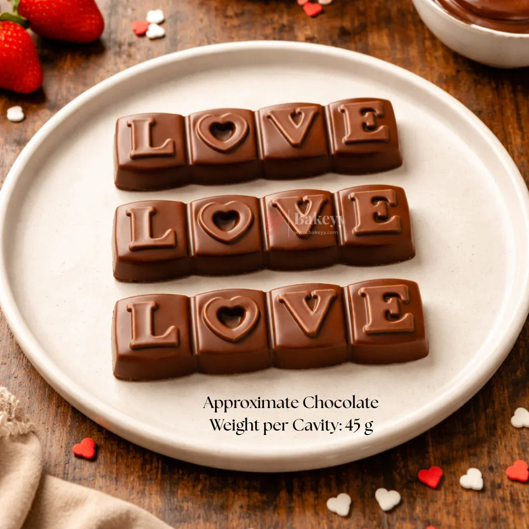 Mould 288 | LOVE Block Chocolate Mould | 4 Cavity | Pack of 1